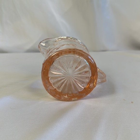 DEPRESSION GLASS PINK FLORAL AND DIAMOND BAND SMALL PITCHER - Picture 6 of 16